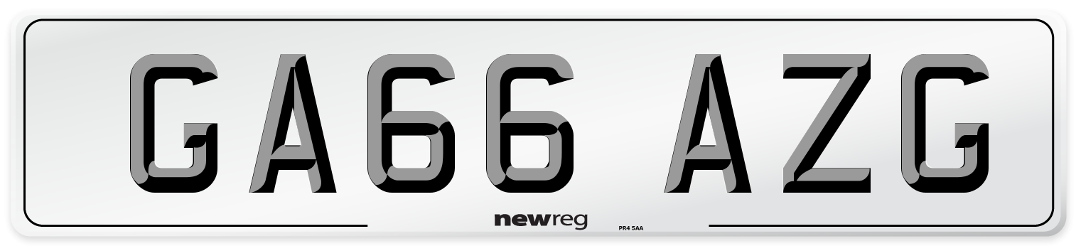 GA66 AZG Number Plate from New Reg
